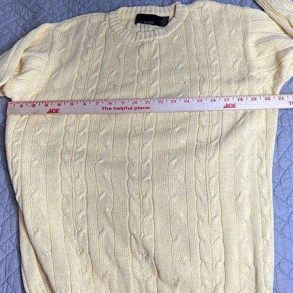 Bill Blass Yellow Crew Neck Cable Sweater Sz M - Picture 6 of 7